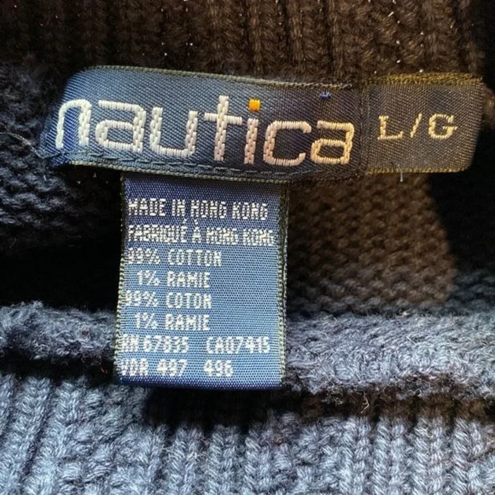 Vintage Nautica Snowflake Mock Neck Sweater: Size Large
